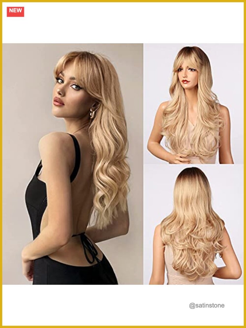 Long Wavy Synthetic Heat Resistant Wig with Bangs
